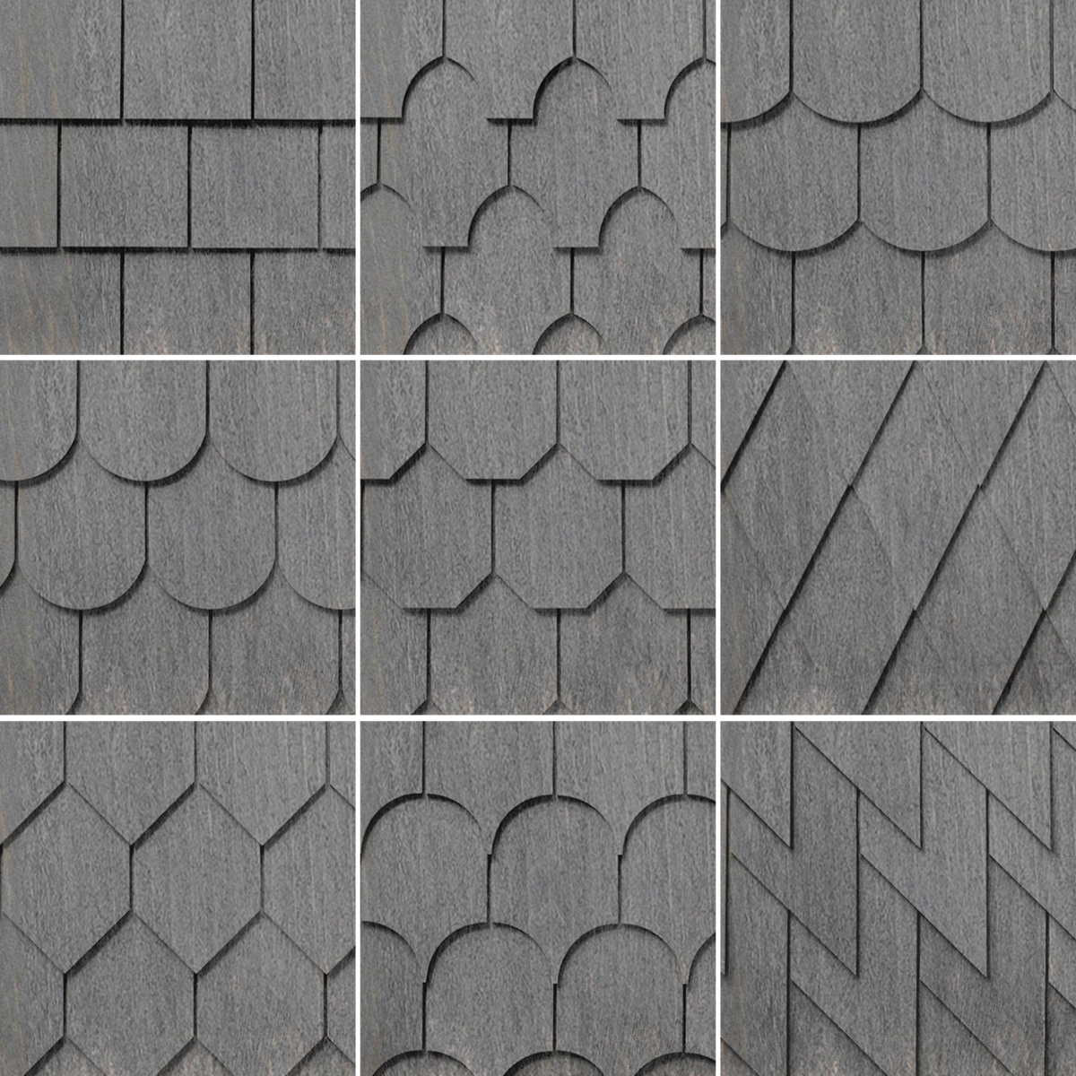 Maibec Genuine Wood Victorian Shingles in Dark Grey H2BO-Nantucket-Square