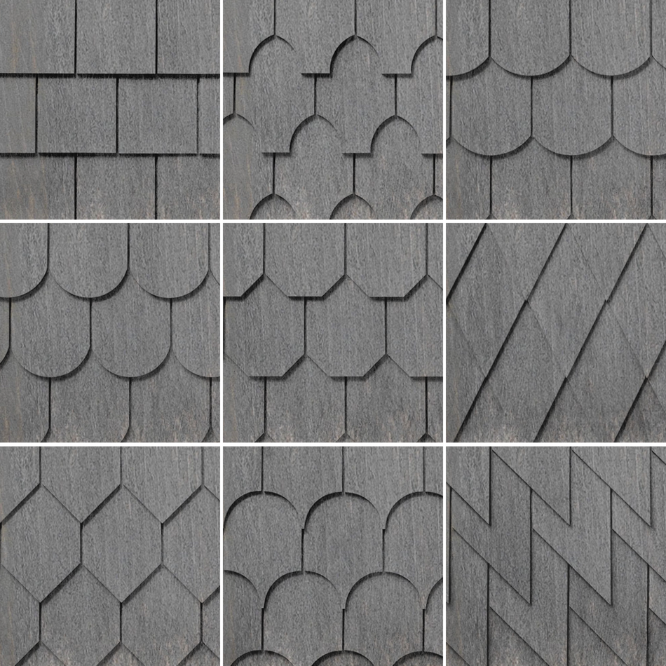 Maibec Genuine Wood Victorian Shingles in Dark Grey H2BO-Nantucket-Square