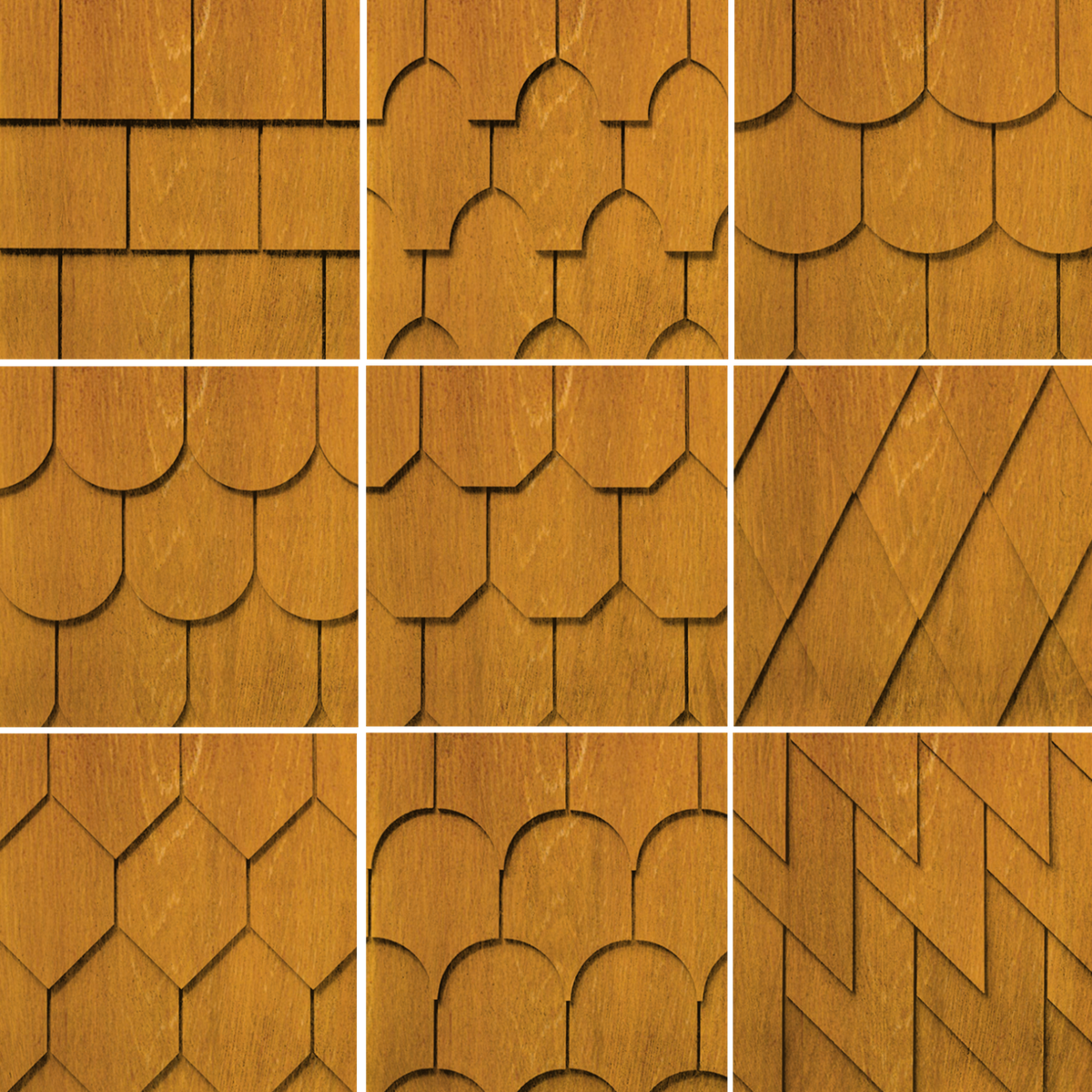 Maibec Genuine Wood Victorian Shingles in Golden Curry-Nantucket-Square
