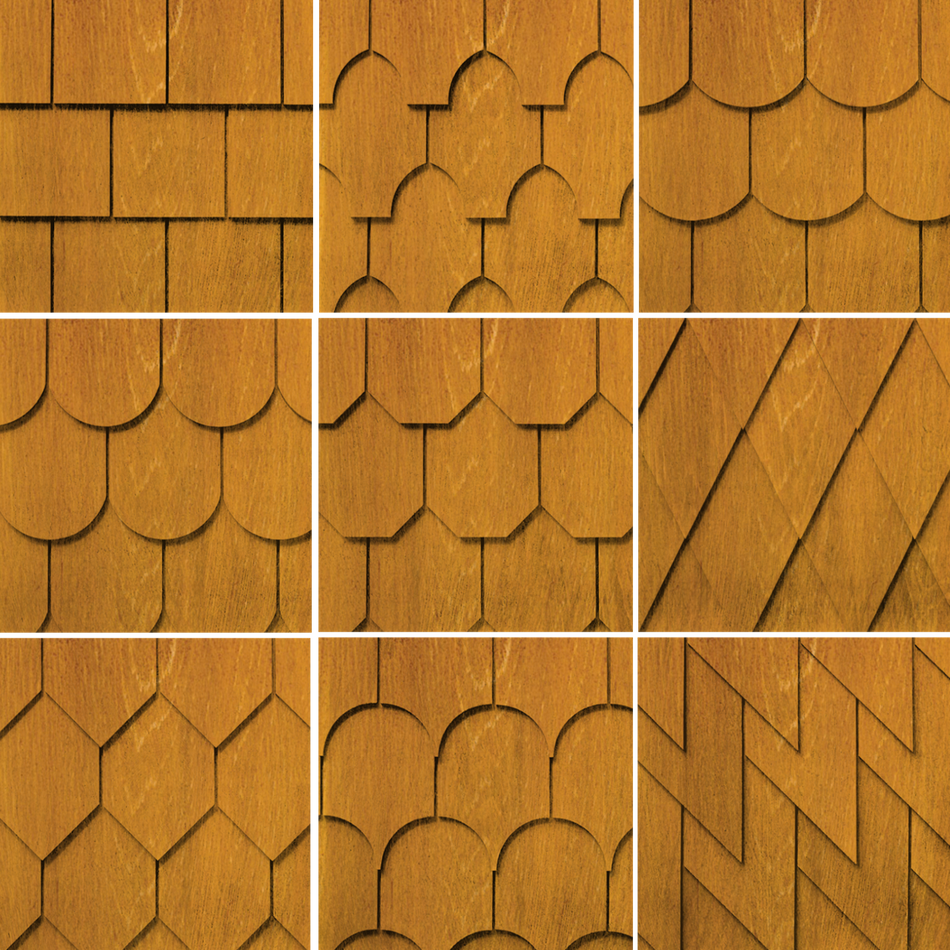 Maibec Genuine Wood Victorian Shingles in Golden Curry-Nantucket-Square