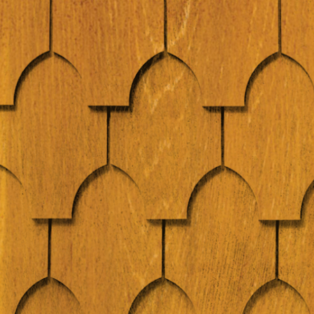 Maibec Genuine Wood Victorian Shingles in Golden Curry-Nantucket-Rounded