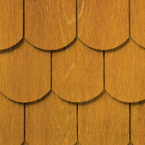 Maibec Genuine Wood Victorian Shingles in Golden Curry-Nantucket-Octagonal