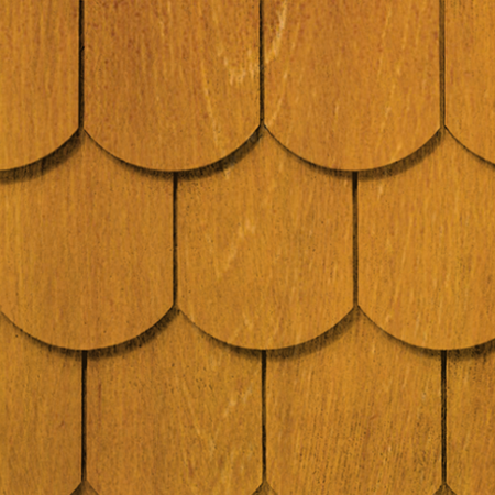 Maibec Genuine Wood Victorian Shingles in Golden Curry-Nantucket-Octagonal