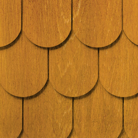 Maibec Genuine Wood Victorian Shingles in Golden Curry-Nantucket-Half Cove