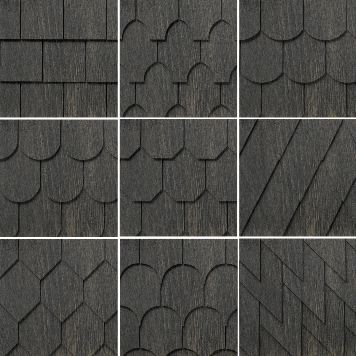 Maibec Genuine Wood Victorian Shingles in Jamacain Pepper-Nantucket-Square