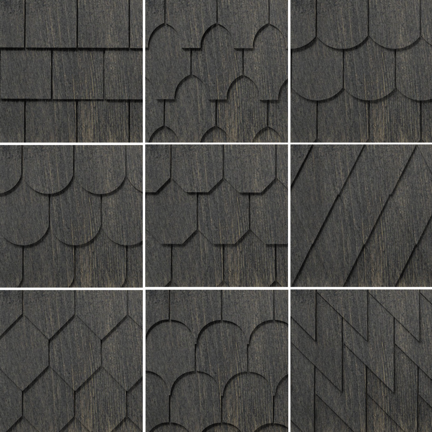 Maibec Genuine Wood Victorian Shingles in Jamacain Pepper-Nantucket-Square