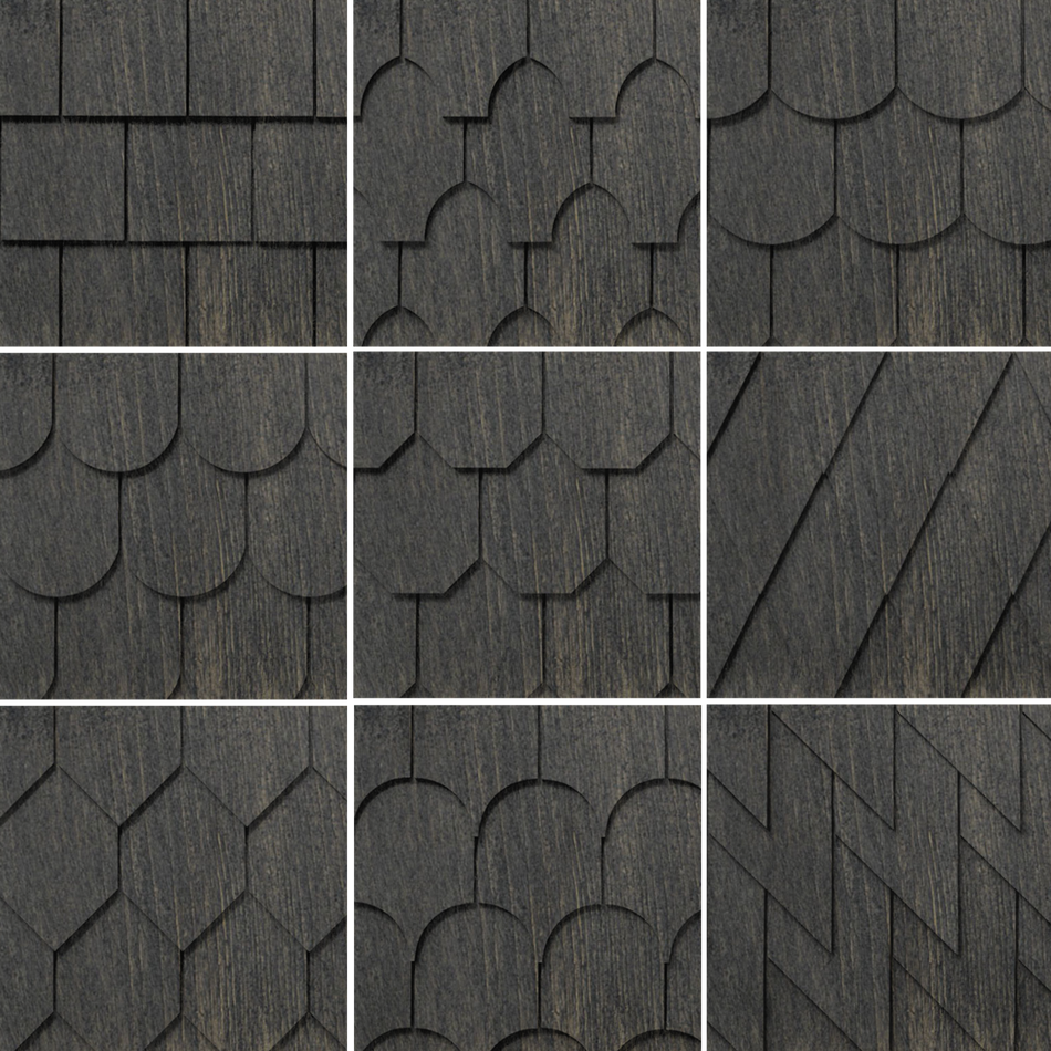 Maibec Genuine Wood Victorian Shingles in Jamacain Pepper-Nantucket-Square
