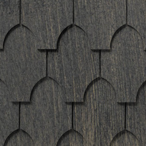 Maibec Genuine Wood Victorian Shingles in Jamacain Pepper-Nantucket-Rounded