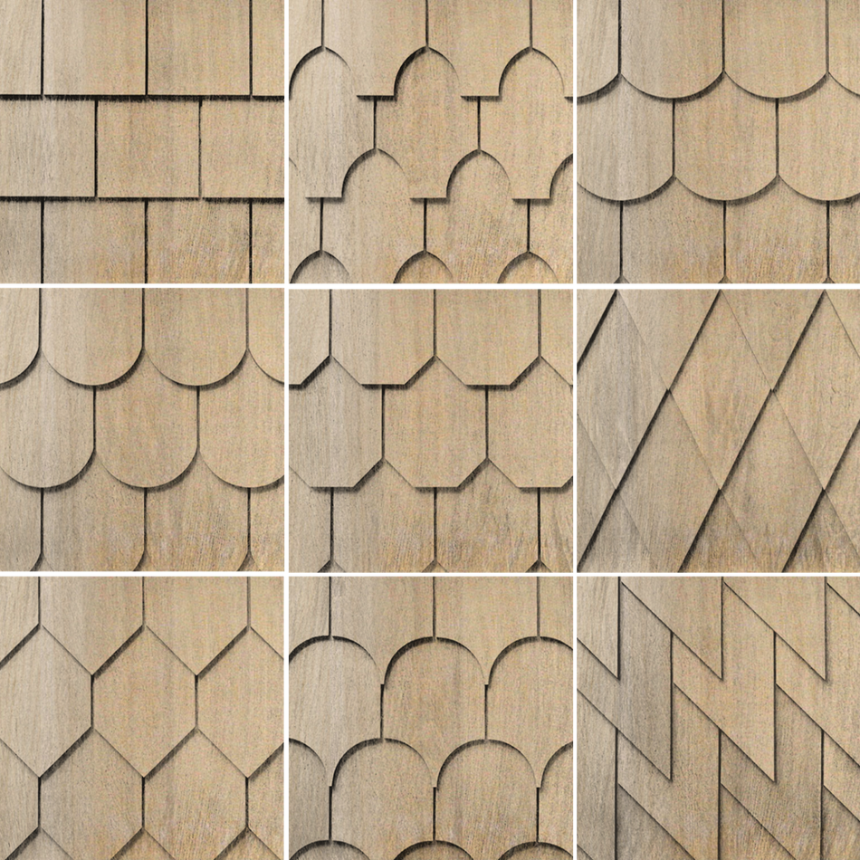 Maibec Genuine Wood Victorian Shingles in Light Grey H2BO-Nantucket-Square