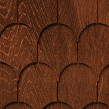 Maibec Genuine Wood Victorian Shingles in Nutmeg Brown-Nantucket-Rounded