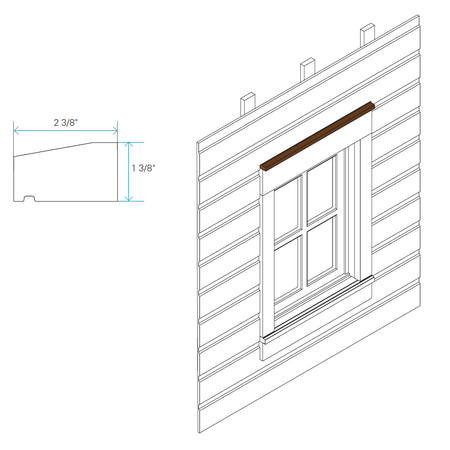 Maibec Genuine Wood Window Drip Trim-Custom Color-Smooth-2-3/8in x 1-3/8in