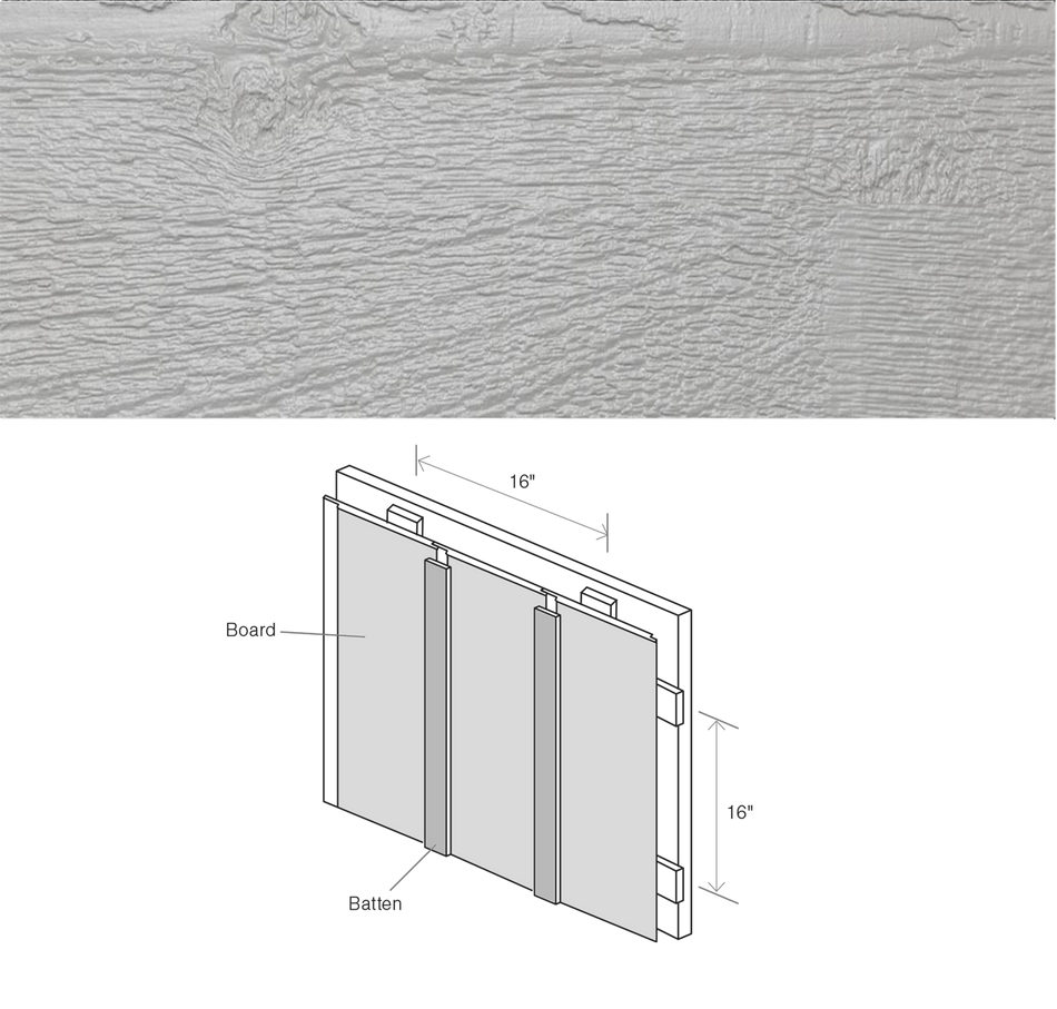 Maibec CanExel Board & Batten Engineered Siding in Mist Grey-Board