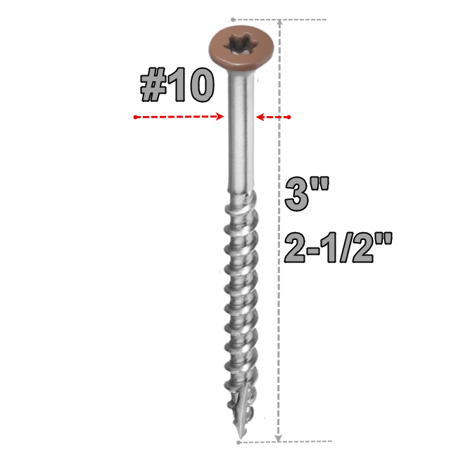 Starborn Headcote #10 Flat-Head Stainless Steel Screws-BROWN #34-2-1/2in-100 ct.