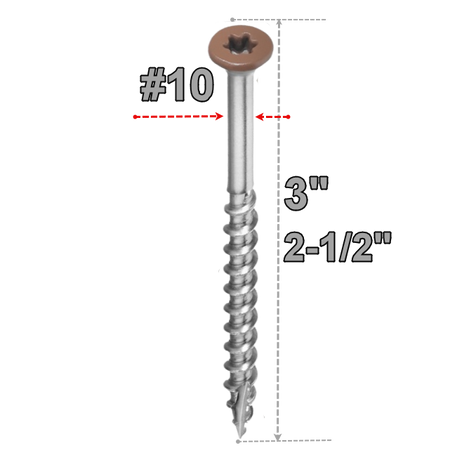 Starborn Headcote #10 Flat-Head Stainless Steel Screws-BROWN #34-2-1/2in-100 ct.