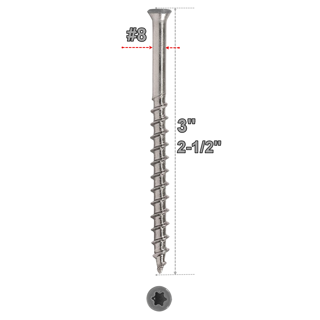 Starborn Headcote #8 Trim-Head Screws-TAN-GRAY #31-2-1/2in-100 ct.