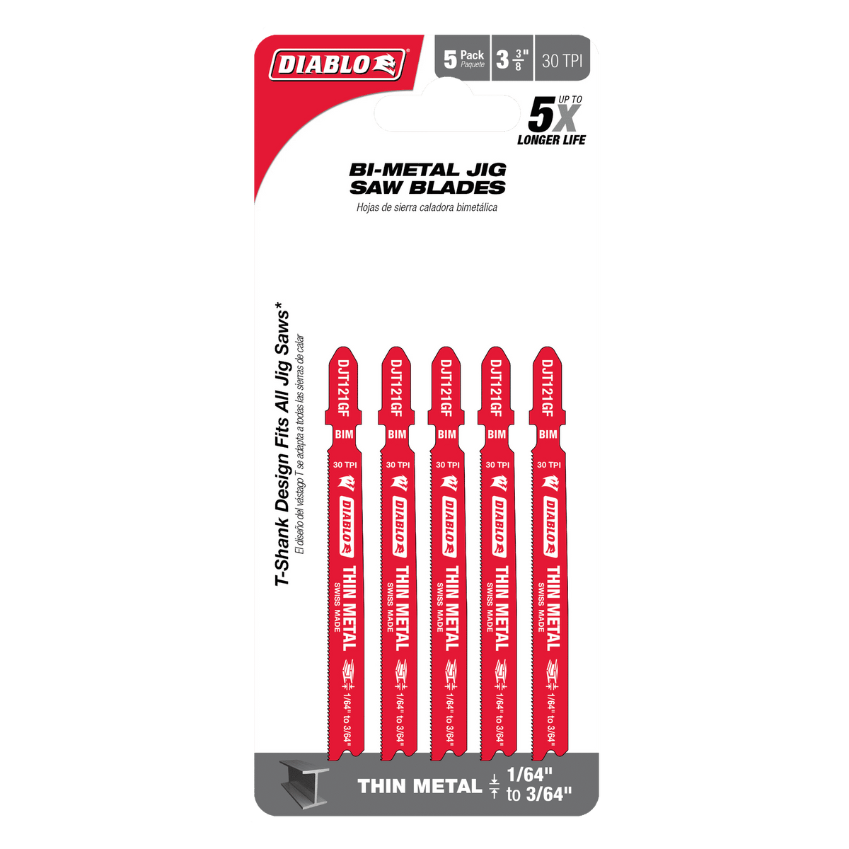 Diablo 3-5/8in 30TPI Bi-Metal Jig Saw Blades for Thin Metal