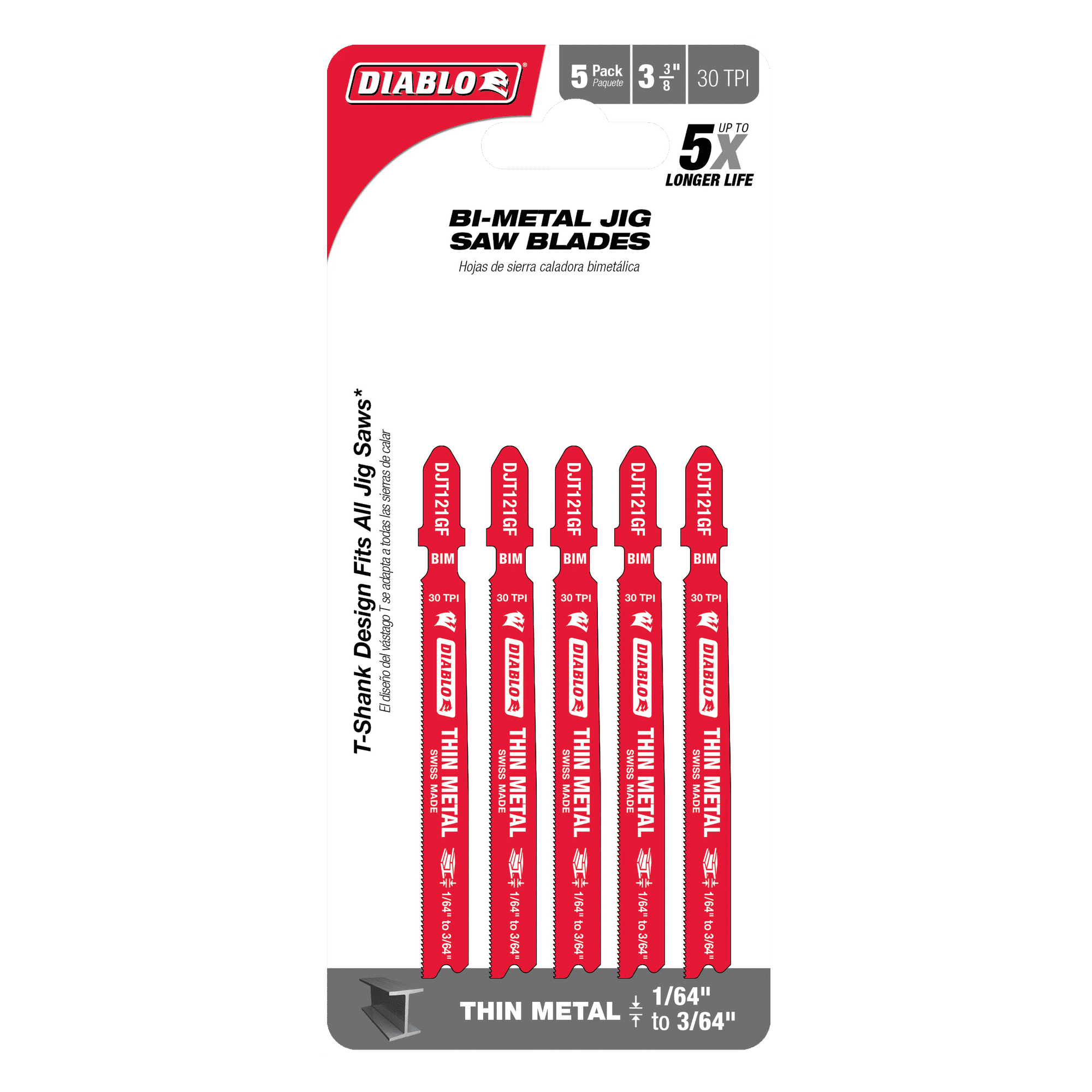 Diablo 3-5/8in 30TPI Bi-Metal Jig Saw Blades for Thin Metal