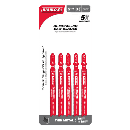 Diablo 3-5/8in 30TPI Bi-Metal Jig Saw Blades for Thin Metal