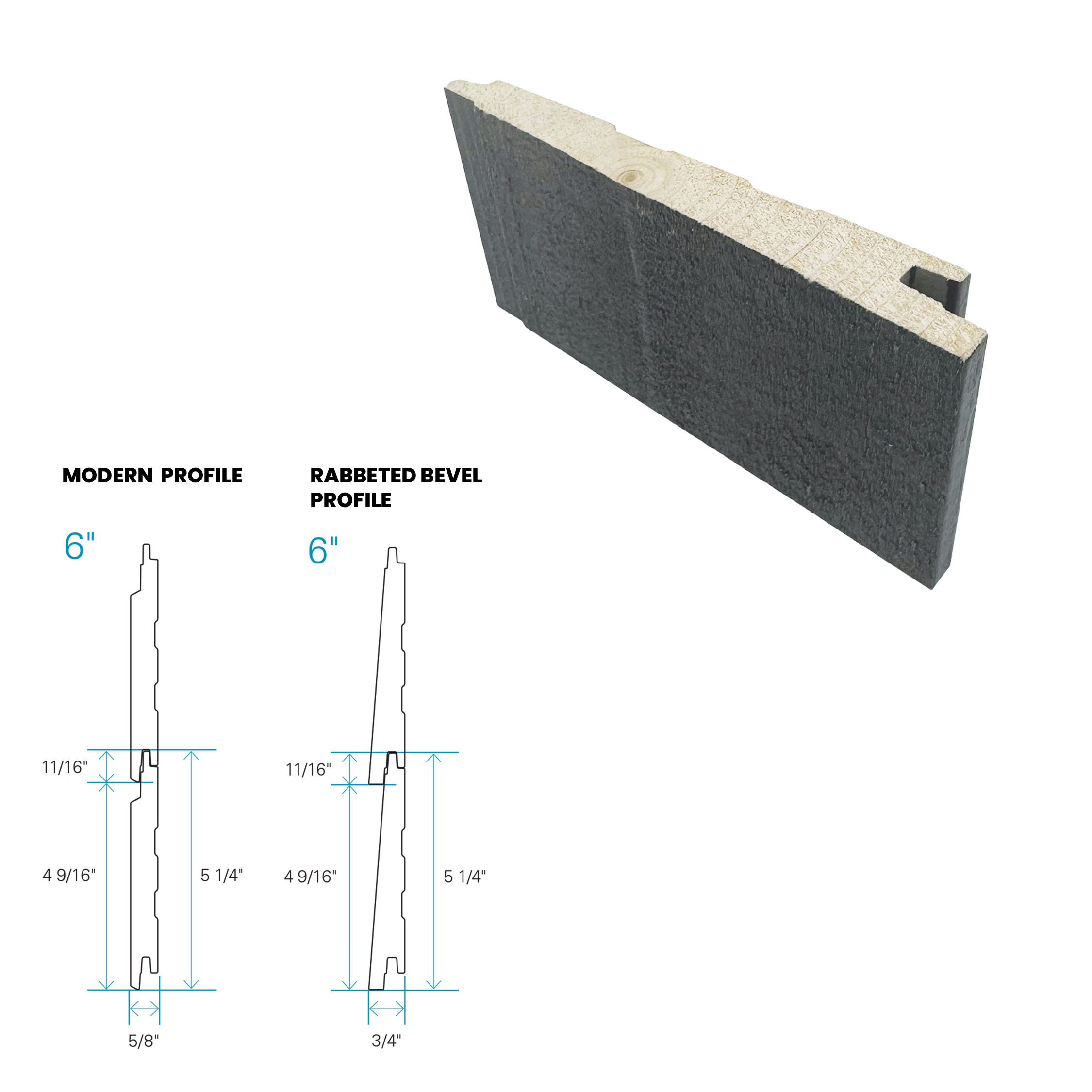 Maibec Siding EM+ Rabbeted/Textured 058 - Coastal Charcoal 1 foot Sample