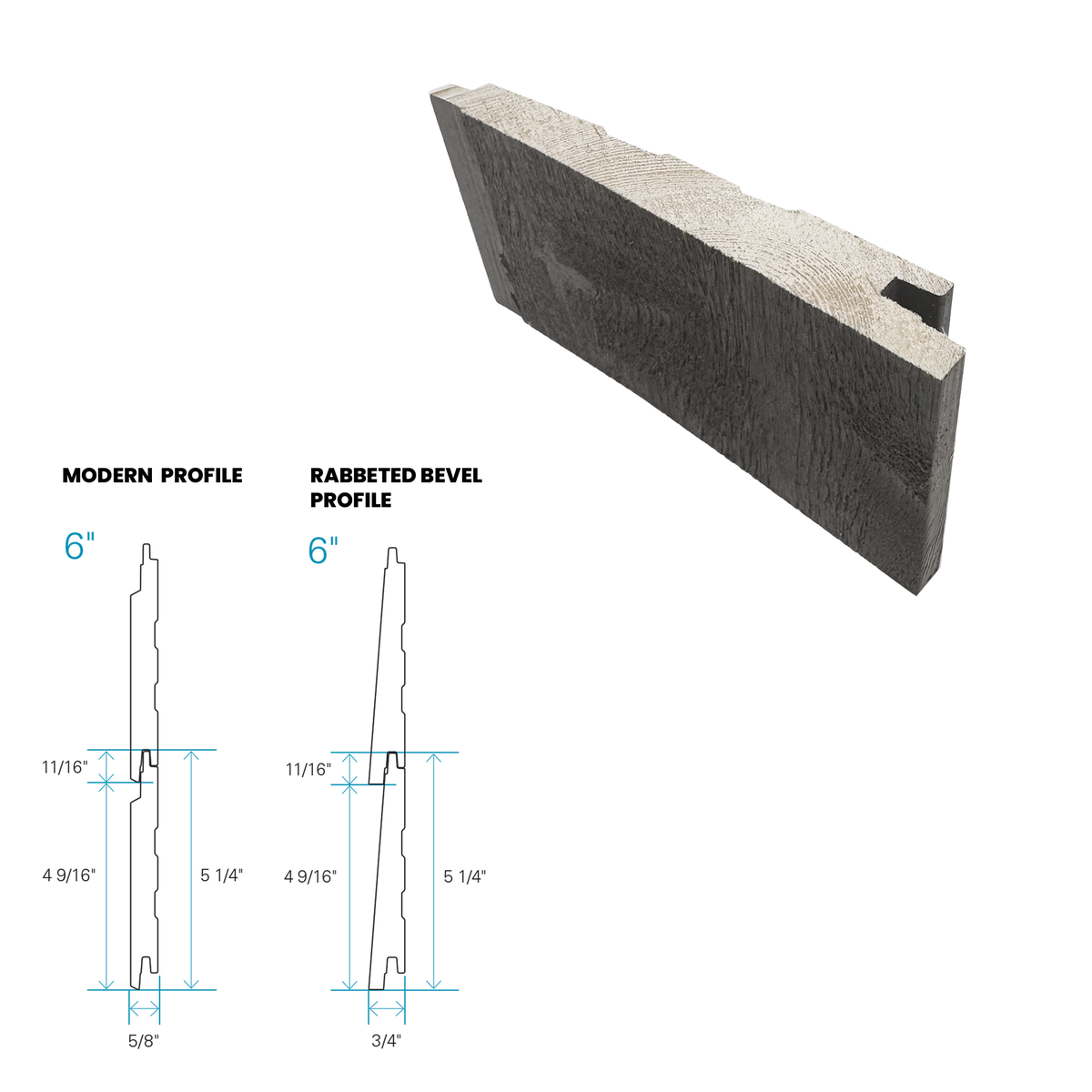 Maibec Siding EM+ Rabbeted/Textured 016 - Hematite 1 foot Sample