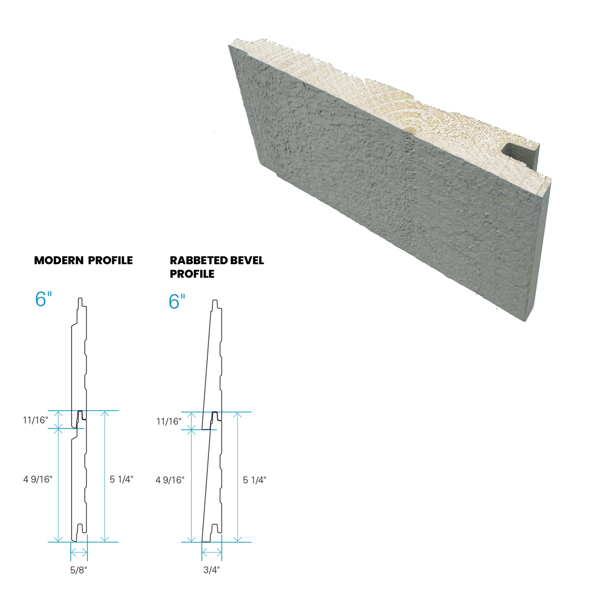 Maibec Siding EM+ Rabbeted/Textured 010 - Ocean Grey 1 foot Sample