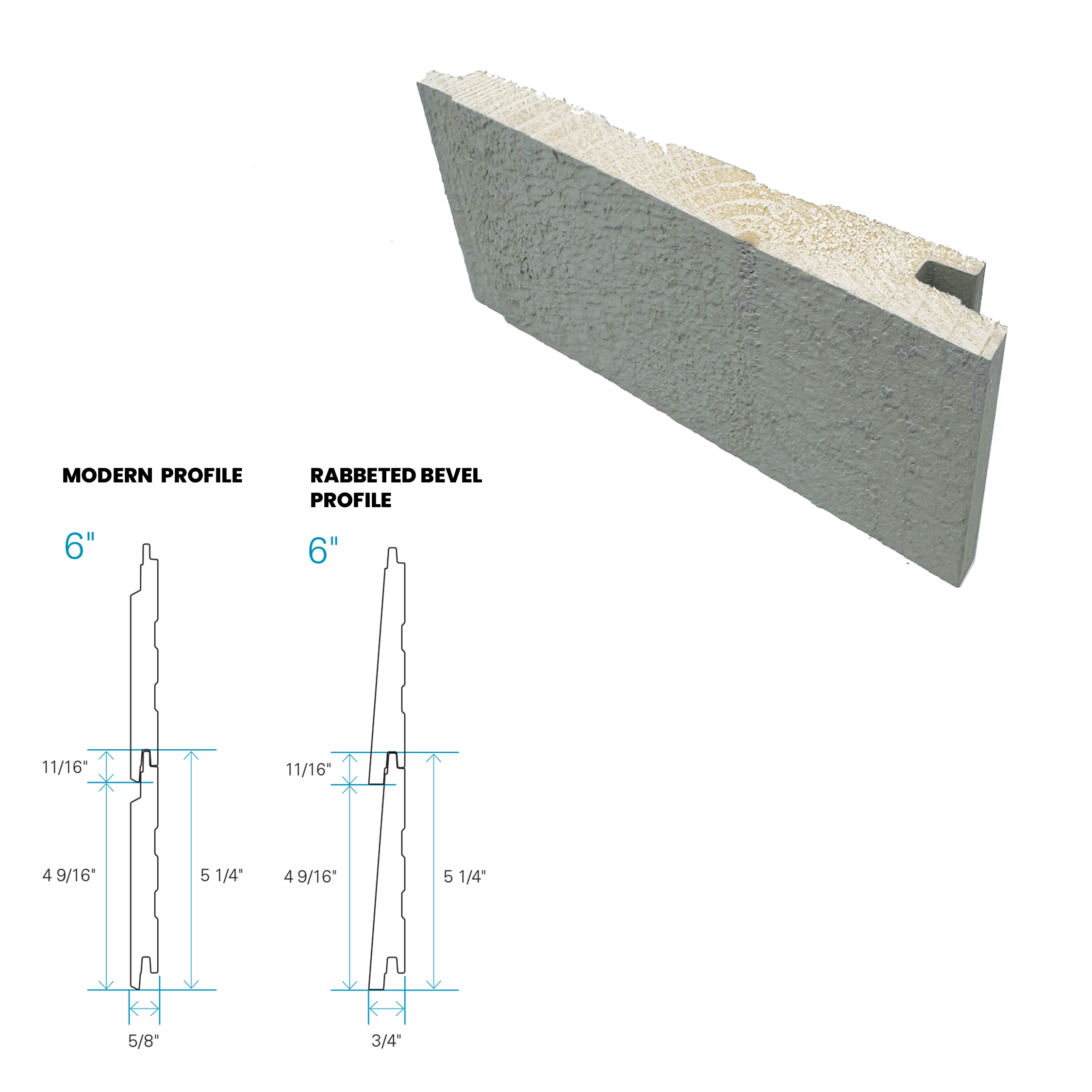 Maibec Siding EM+ Rabbeted/Textured 010 - Ocean Grey 1 foot Sample