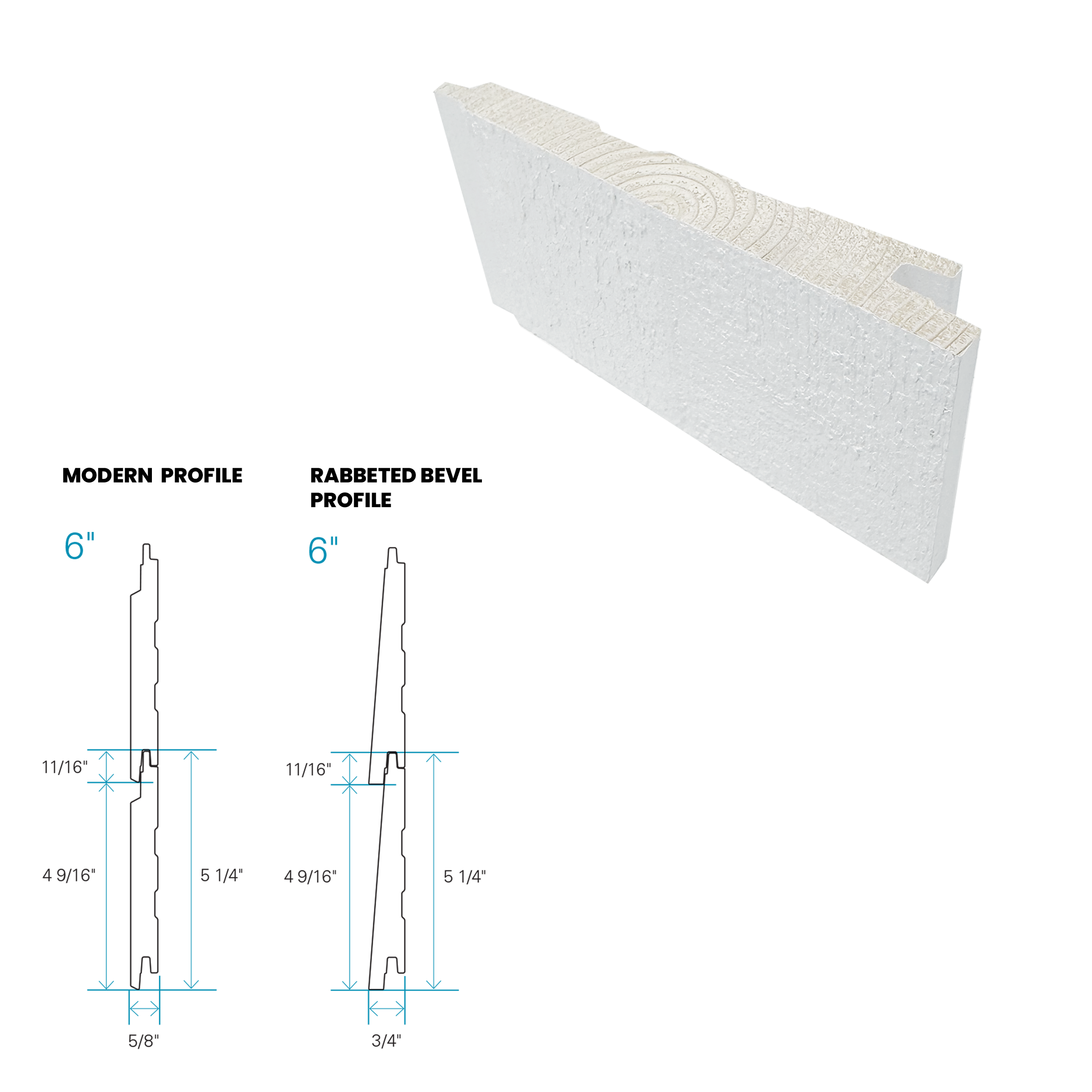 Maibec Siding EM+ Rabbeted/Textured 111 - White 1 foot Sample