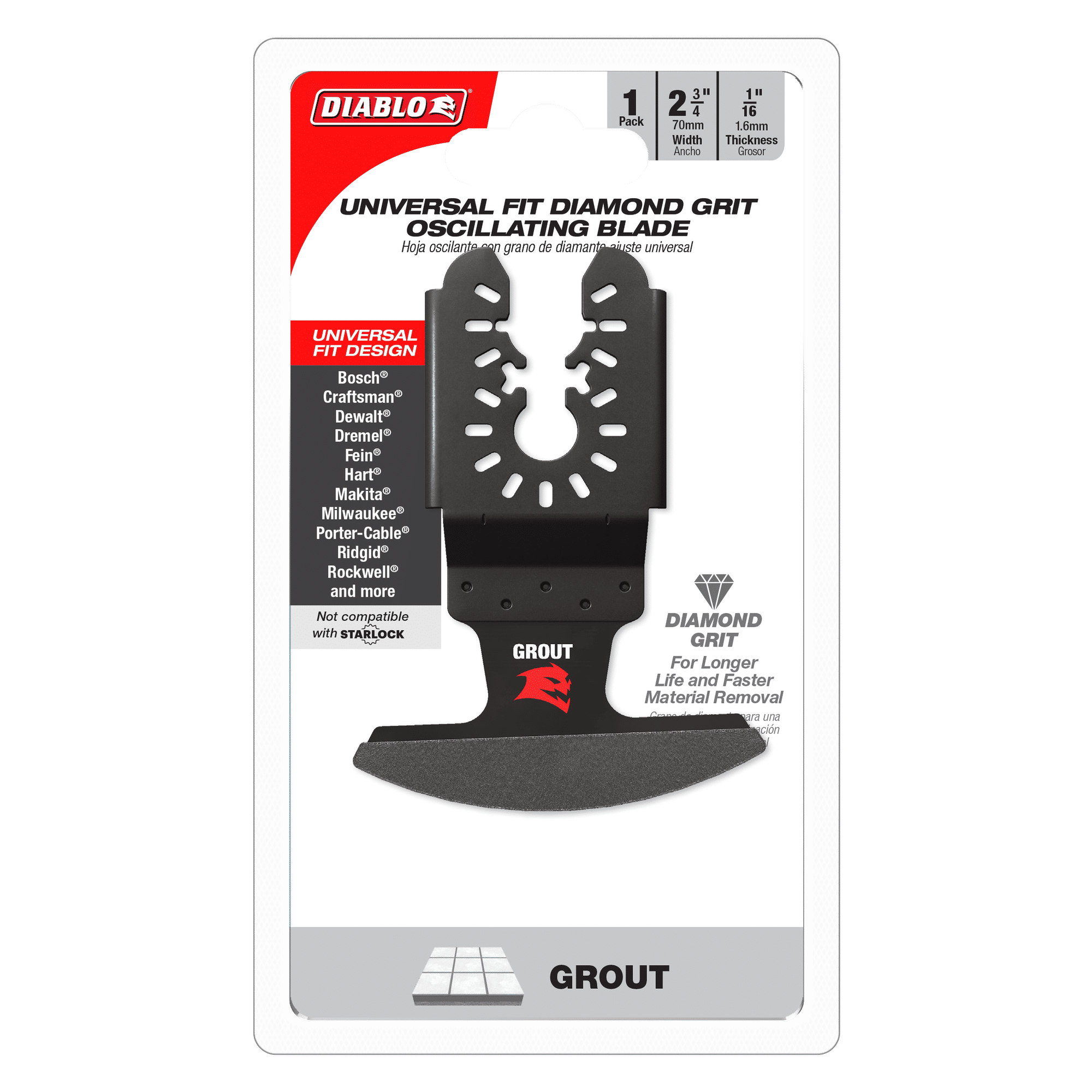 Diablo Universal Fit Diamond Grit Oscillating Blade for Grout