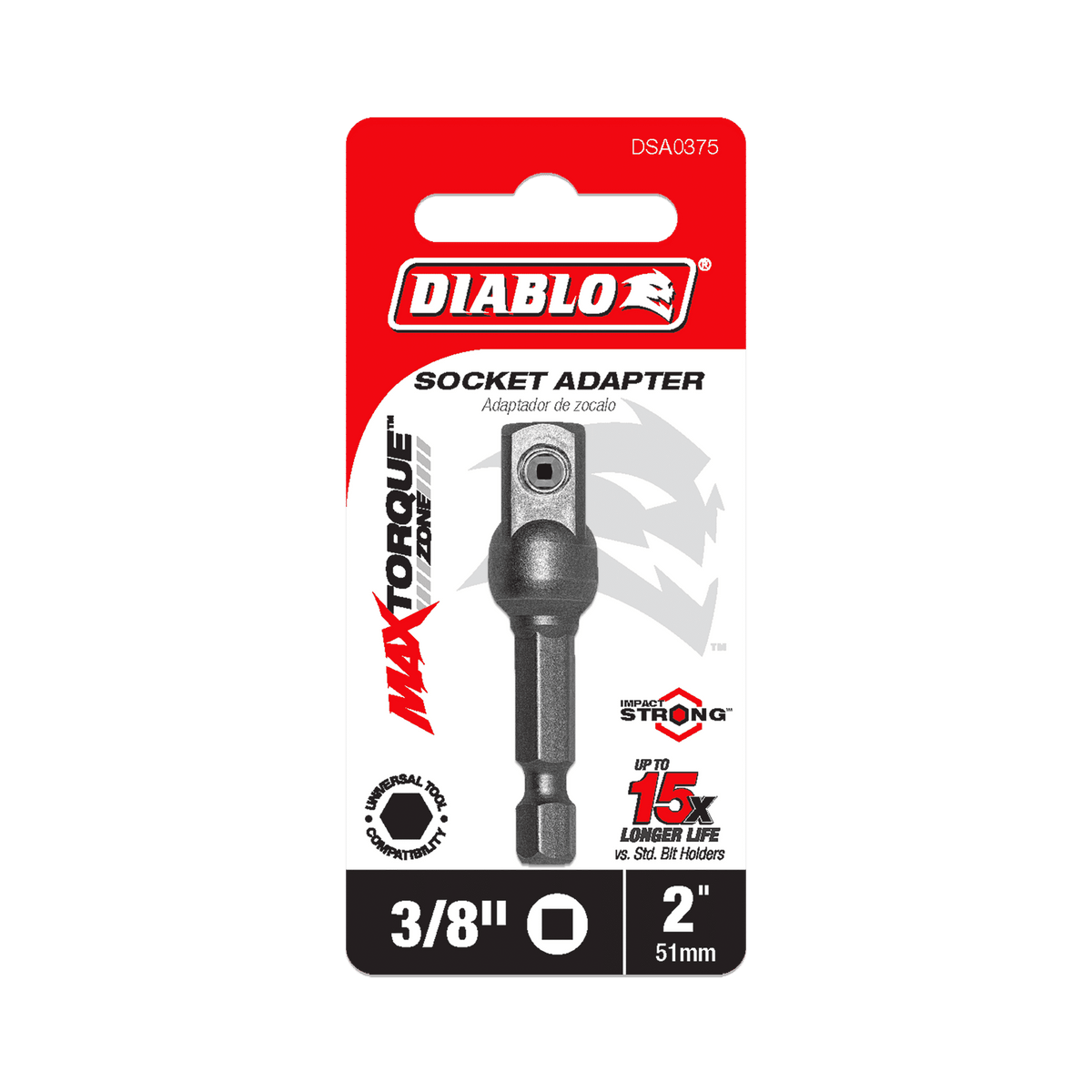 Diablo  Hex to Square Socket Adapters-1/4in Hex to 1/2in Square