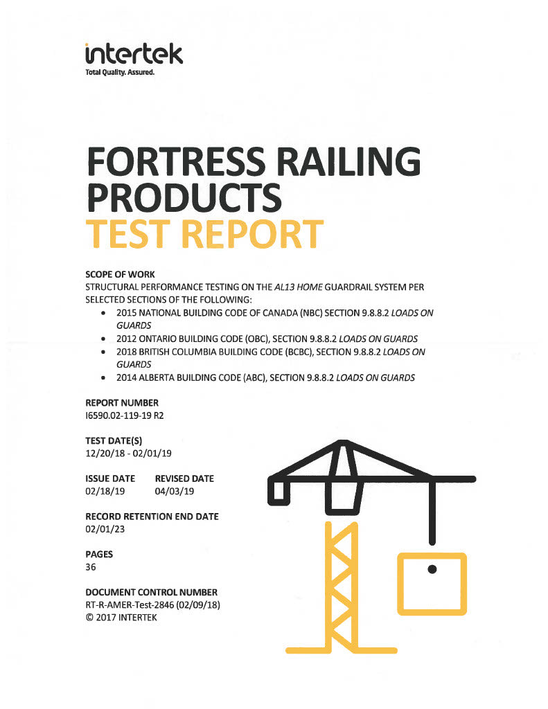 Fortress AL13 Home Railing Test Report
