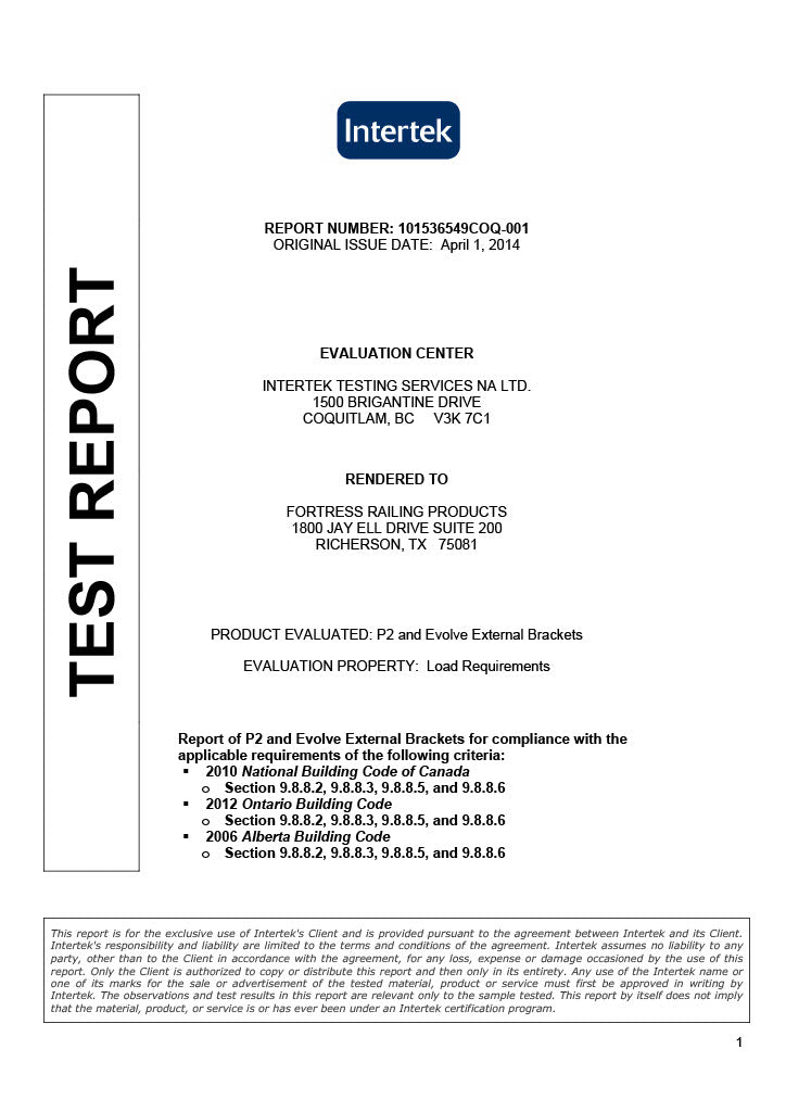 Fortress Railing AL13 Plus Test Report