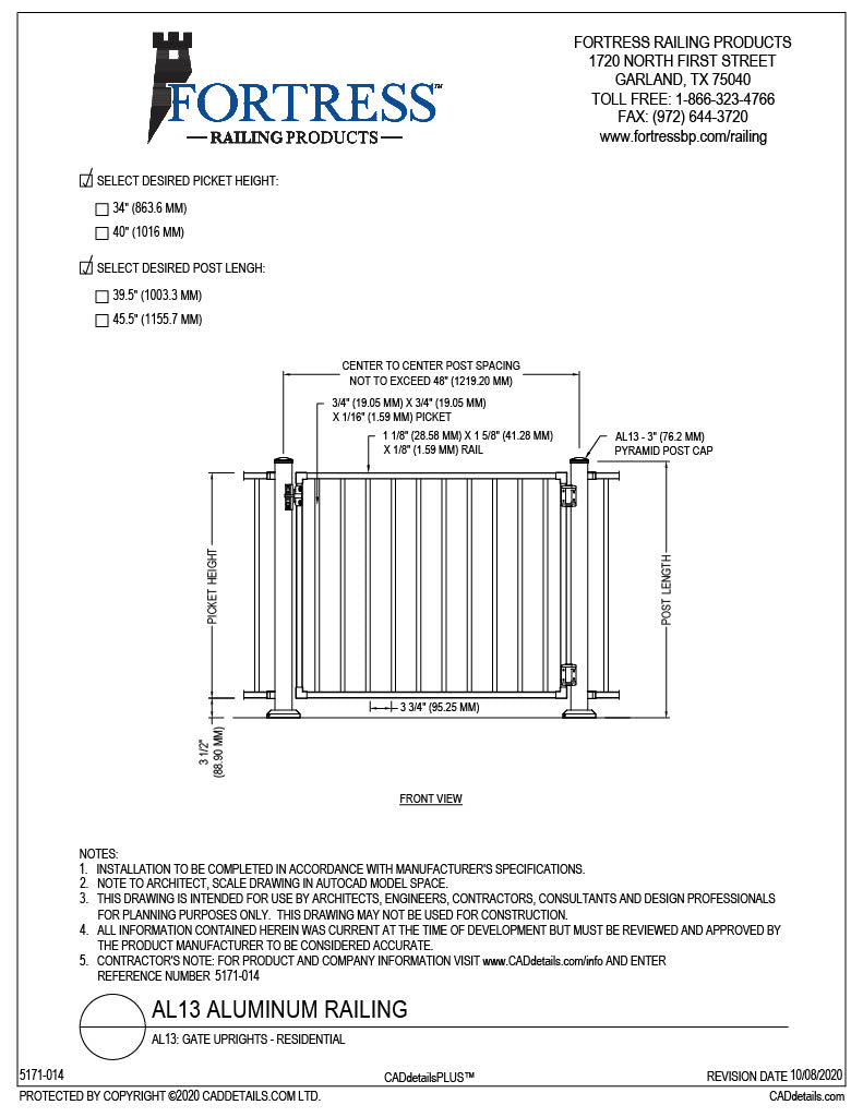 Fortress AL13 Gate Uprights PDF