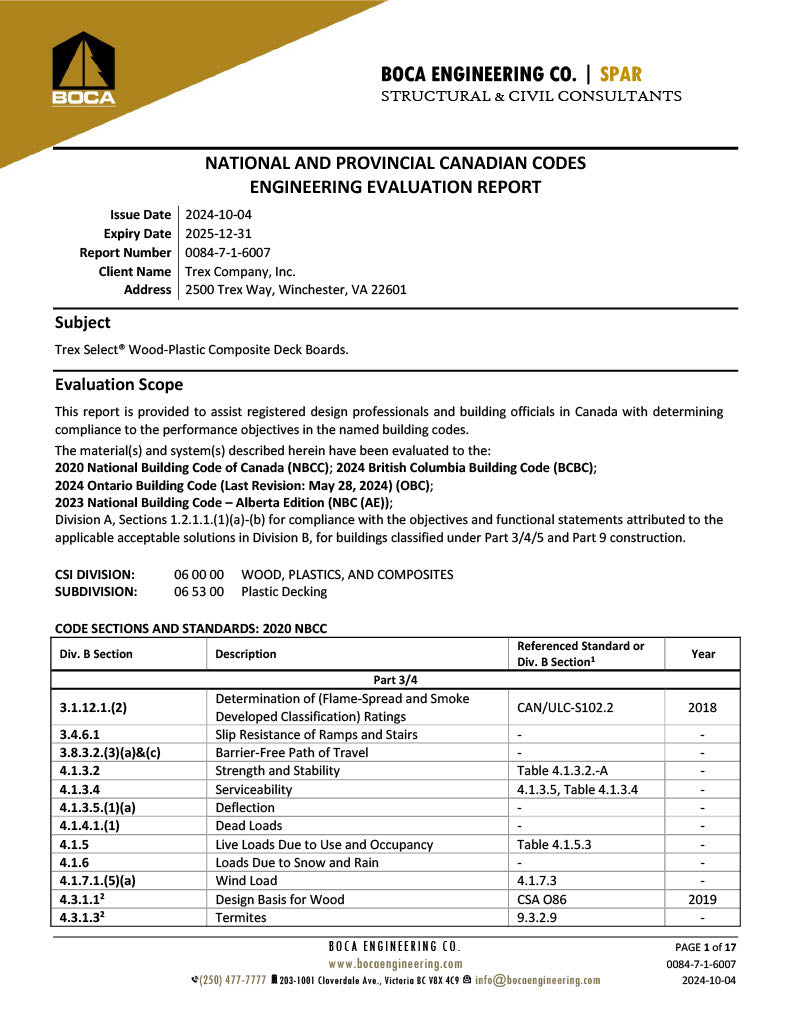 TREX Select National & Provincial Report