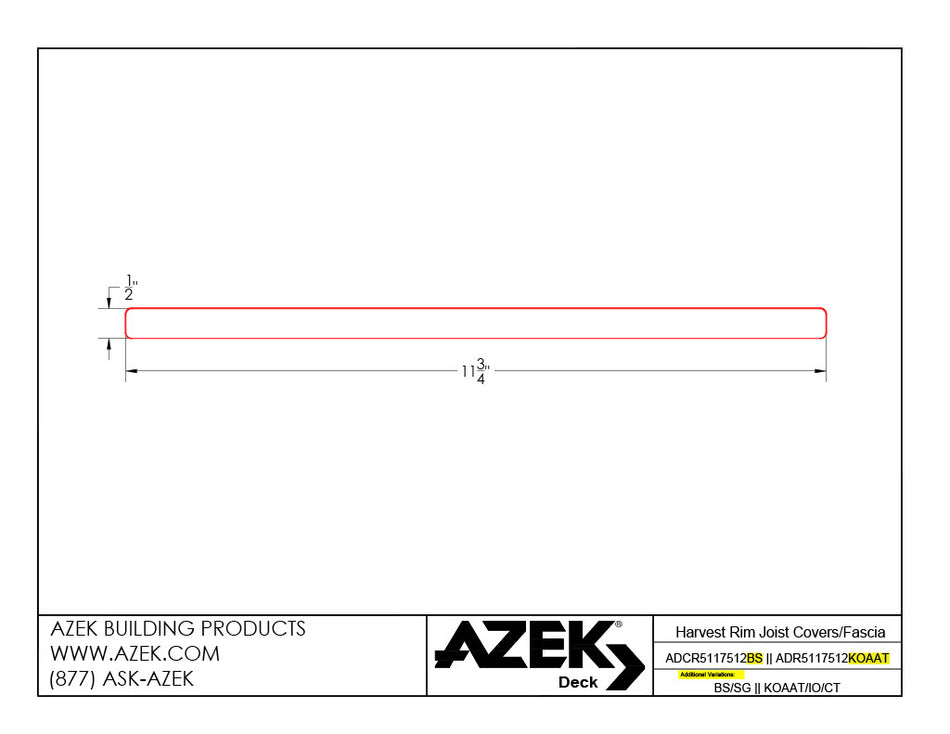 Harvest Rim Joist Covers/Fascia DWG Drawing-PDF