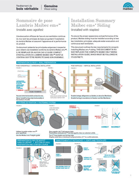 Maibec em+ Siding Installation Summary-PDF