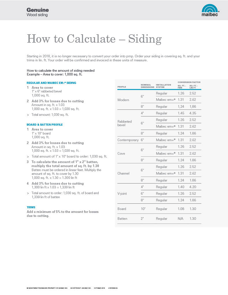 Maibec How to Calculate - Siding-PDF