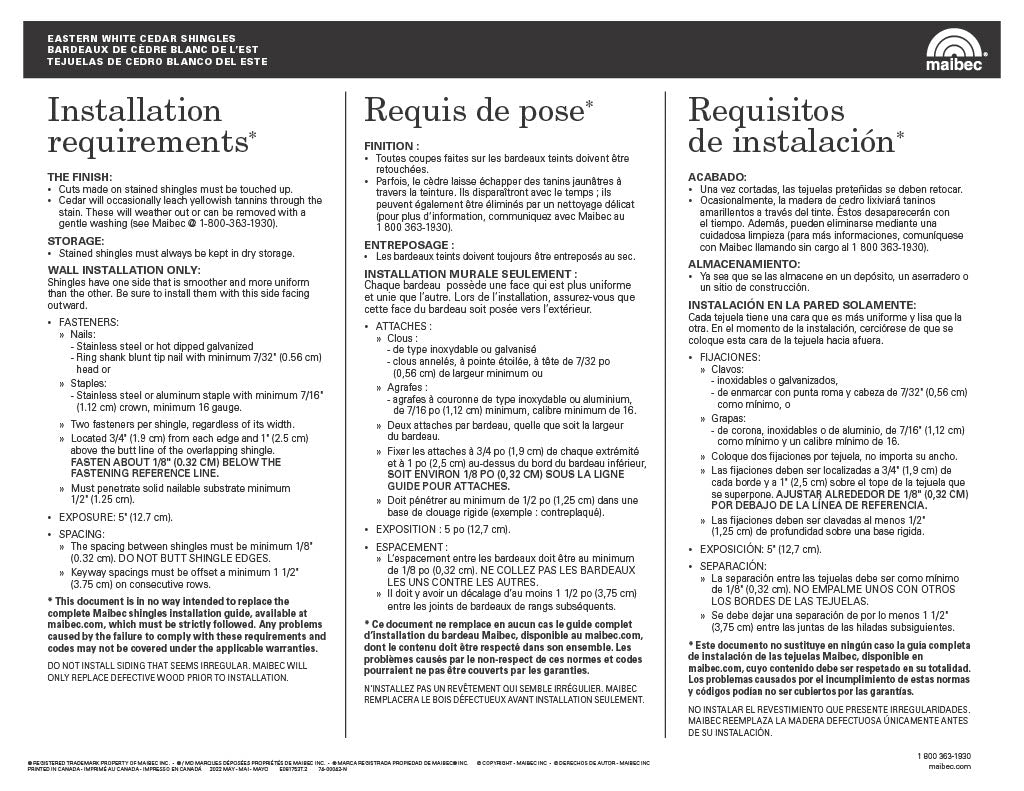 Maibec Individual Shingles Installation Requirements-PDF
