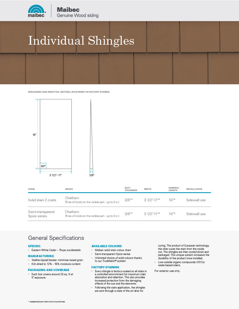 Maibec Technical Sheet - Individual Shingles-PDF