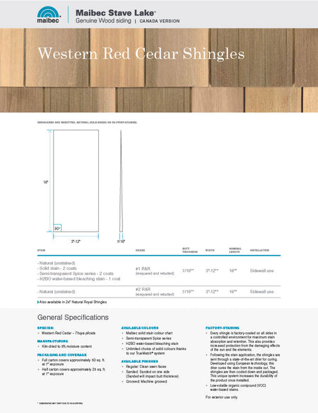 Maibec Technical Sheet - Western Red Cedar Shingles-PDF
