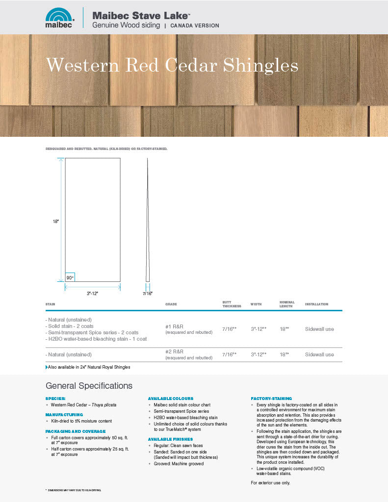 Maibec Technical Sheet - Western Red Cedar Shingles-PDF