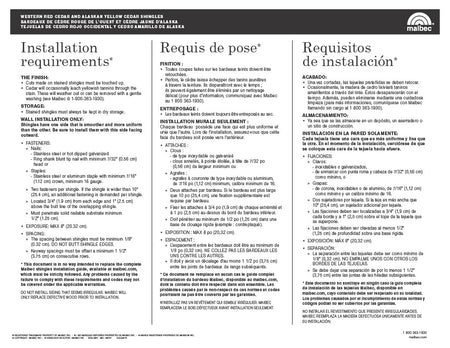 Maibec Stave Lake Shingles Installation Requirements-PDF