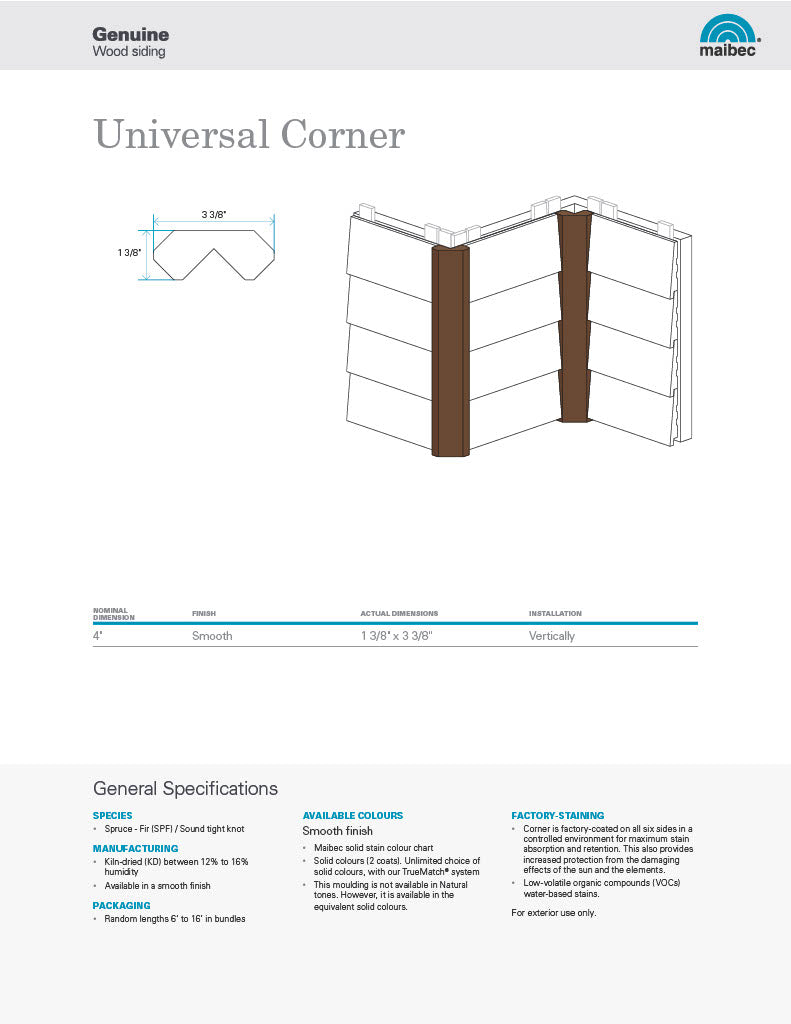 Maibec Technical Sheet - Universal Corner