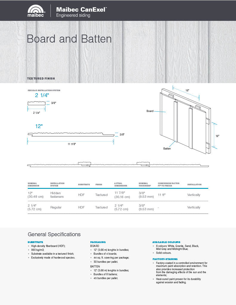 Maibec CanExel Technical Sheet - Board and Batten