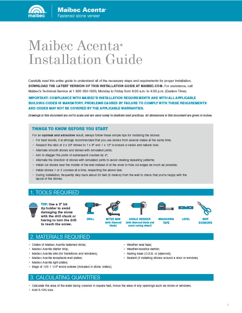 Maibec Acenta Installation Guide
