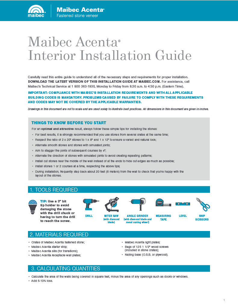 Maibec Acenta Interior Installation Guide