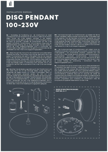 in-lite Disc Pendant 100-230V Installation Manual-PDF