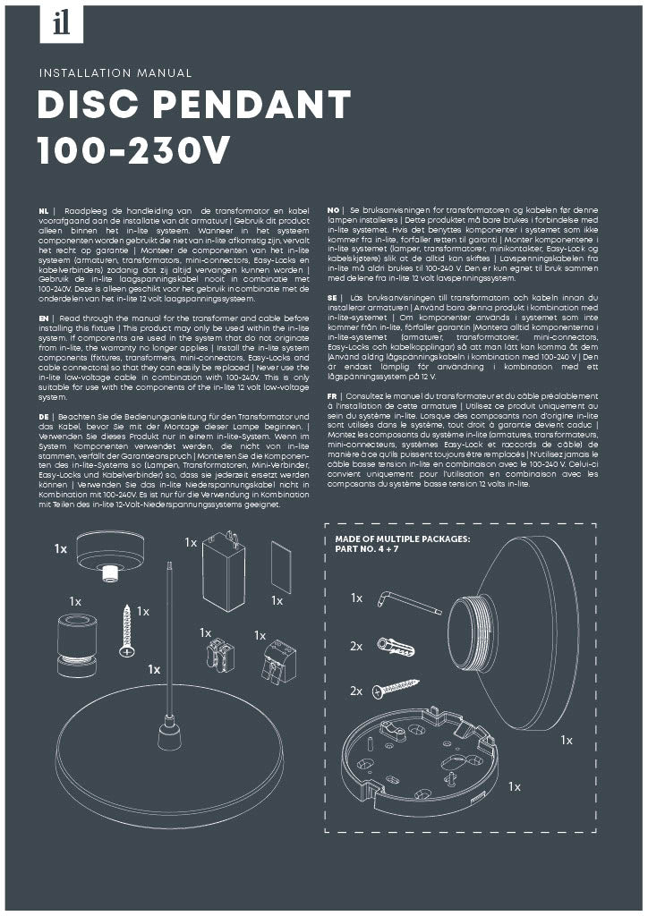 in-lite Disc Pendant 100-230V Installation Manual-PDF