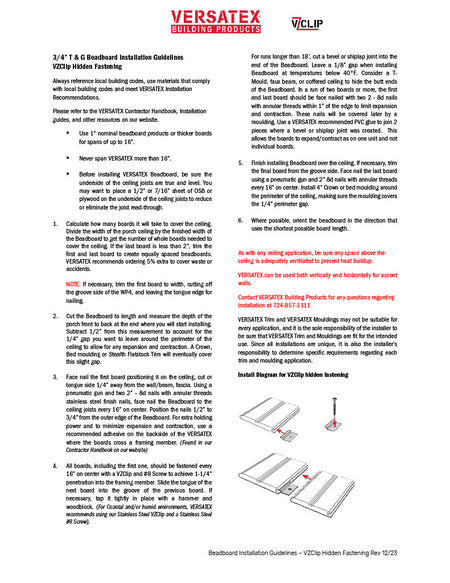 Beadboard Installation Guidelines – VZClip Hidden Fastening-PDF