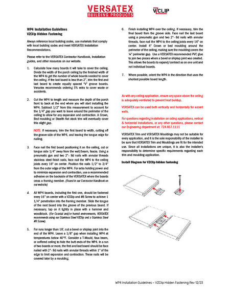 Versatex WP4 Installation Guidelines – VZClip Hidden Fastening-PDF