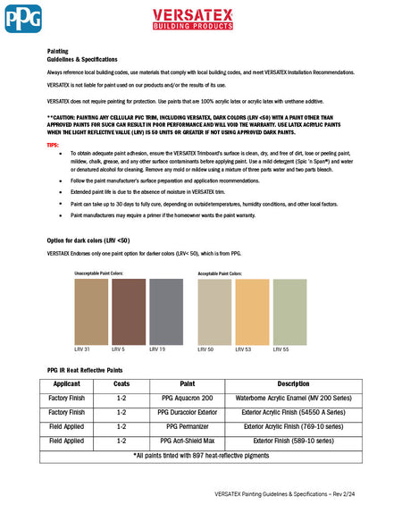 Versatex Painting Guidelines & Specifications-PDF